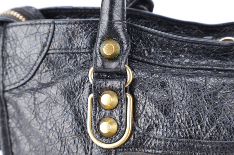 BALENCIAGA CITY SMALL BLACK LEATHER GOLD HARDWARE NO DUST COVER