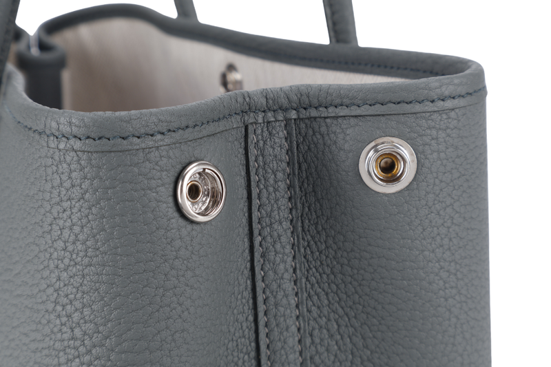 HERMES GARDEN PARTY TPM 30CM GRIS MEYER STAMP W(2024) NEGONDA LEATHER PALLADIUM HARDWARE WITH DUST COVER AND BOX