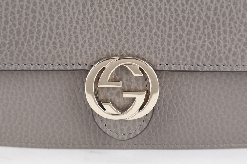 GUCCI INTERLOCKING G W.O.C GREY LEATHER GOLD HARDWARE NO DUST COVER