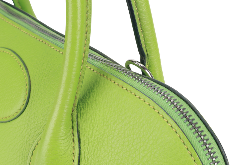 HERMES BOLIDE 35 NANNY GREEN TOGO LEATHER STAMP G SQUARE (YEAR 2003) WITH LOCK&KEYS AND STRAPS NO DUST COVER