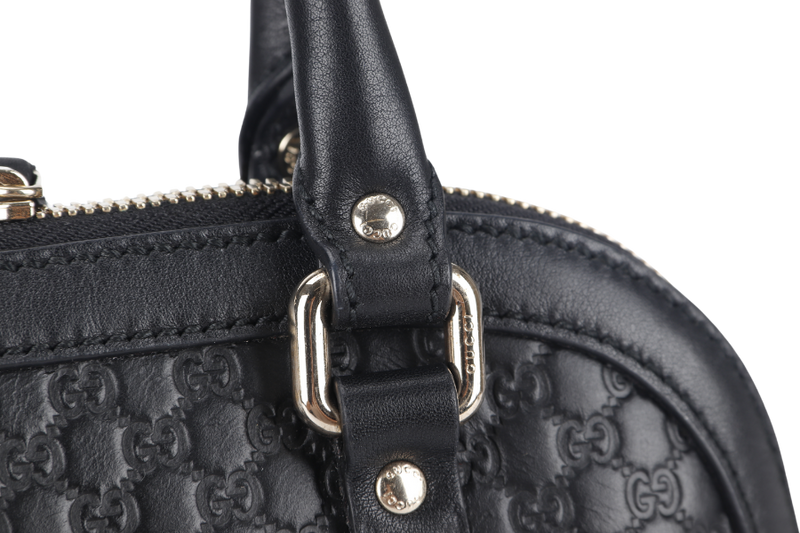 GUCCI MICRO GUCCISSIMA DOME BAG (449654 493075) BLACK LEATHER GOLD HARDWARE WITH STRAP AND DUST COVER