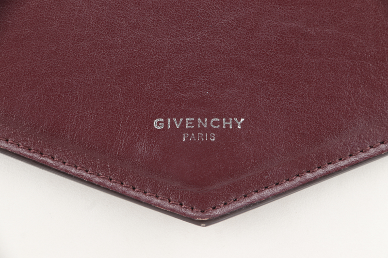 GIVENCHY DUETTO CROSSBODY BAG BURGUNDY AND SILVER HARDWARE WITH DUST COVER