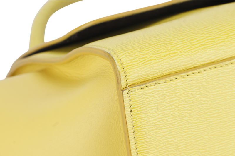 CELINE TRAPEZE SATCHEL YELLOW CALFSKIN LEATHER SILVER HARDWARE WITH STRAPS NO DUST COVER