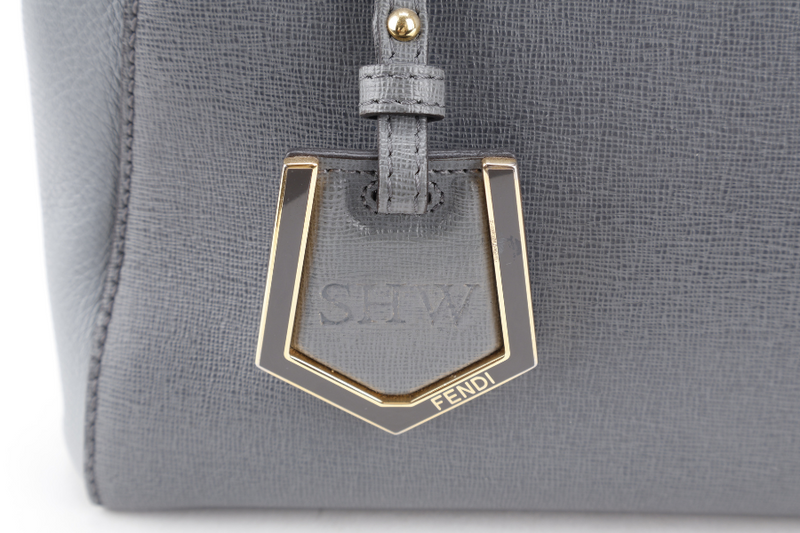 FENDI 2JOURS PETITE (8BH253-D7E-158-0501) GRAY CANVAS LEATHER GOLD HARDWARE NO DUST COVER AND NO BOX