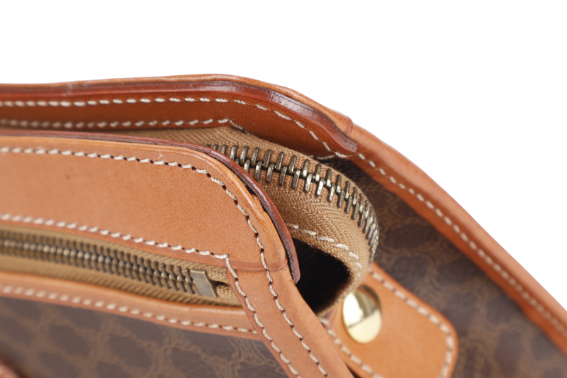 CELINE M94 MACADAM CLUTCH BROWN MONOGRAM COATED CANVAS GOLD HARDWARE NO DUST COVER