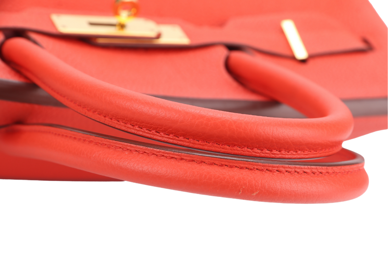 HERMES BIRKIN 30 FEU TOGO GOLD HARDWARE STAMP X (YEAR 2016) WITH LOCK&KEYS AND DUST COVER
