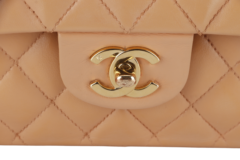 CHANEL CLASSIC FLAP SMALL (9589xxxx) PEACH COLOR LAMBSKIN GOLD HARDWARE