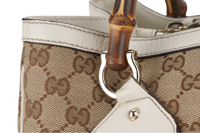 GUCCI DIANA BAMBOO TOP HANDLE (282317 203998) LARGE GG CANVAS SILVER HARDWARE NO DUST COVER