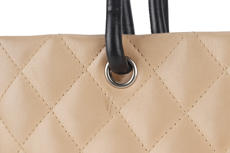 CHANEL CAMBON LINE TOTE (931xxxx) BEIGE LAMBSKIN SILVER HARDWARE NO CARD NO DUST COVER