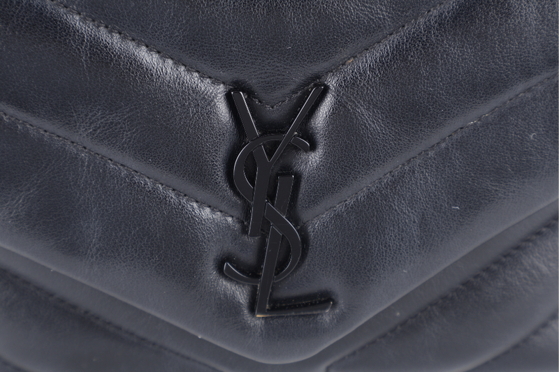 YVES SAINT LAURENT (YSL) LOULOU TOY SO BLACK WITH BLACK CALFSKIN WITH STRAPS AND DUST COVER