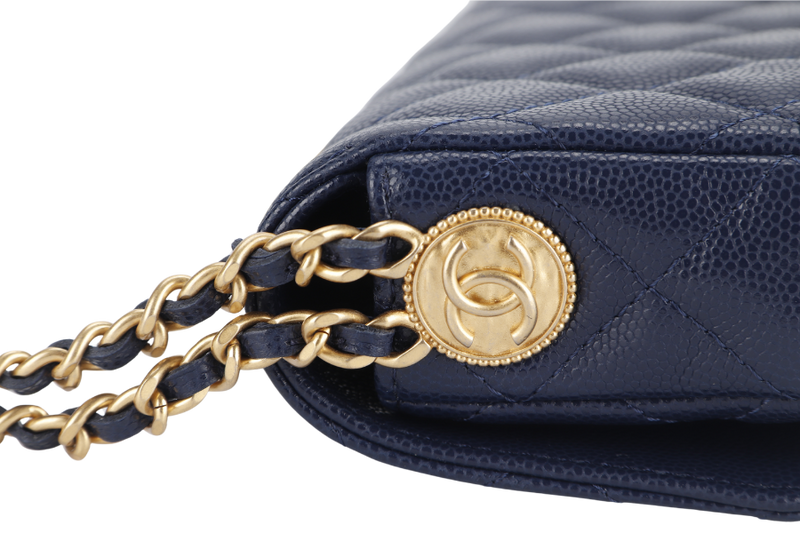 CHANEL WOC (AP6Jxxxx) NAVY BLUE CAVIAR LEATHER GOLD HARDWARE WITH DUST COVER AND BOX