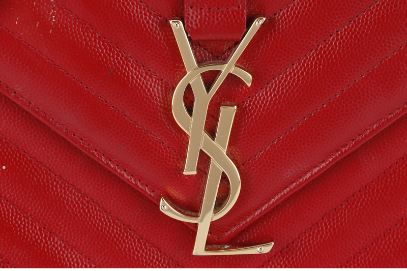 YVES SAINT LAURENT (YSL) LARGE ENVELOPE BAG RED CHEVRON QUILTED LEATHER GOLD HARDWARE NO DUST COVER