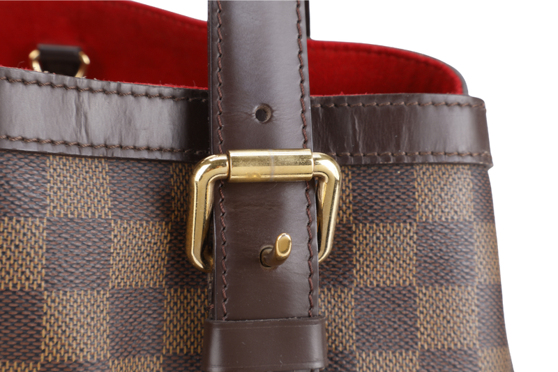 LOUIS VUITTON HAMPSTEAD MM SHOULDER BAG DAMIER EBENE CANVAS GOLD HARDWARE WITH DUST COVER