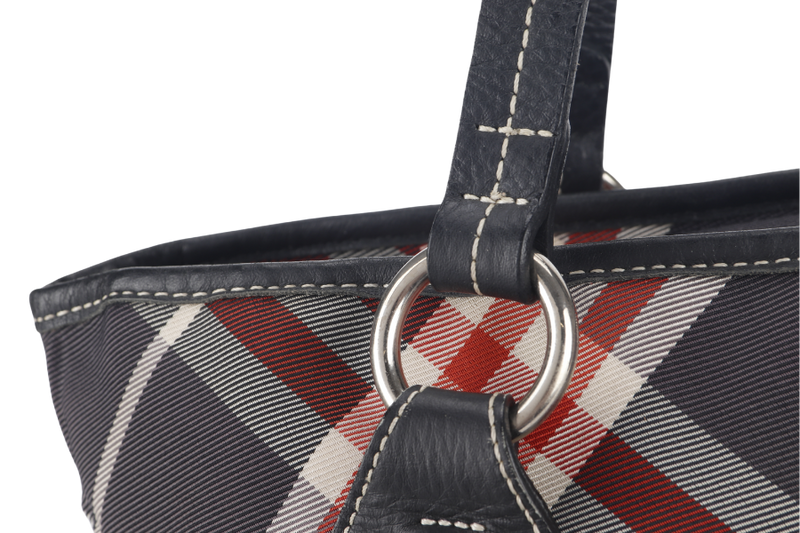 BURBERRY BLUE LABEL RED & BLUE CHECK ZIPPY TOTE BAG ZAE05-110-07 WITH DUST COVER