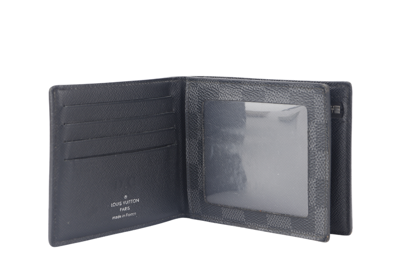 LOUIS VUITTON BI-FOLD WALLET (N60053) AMERIGO GRAPHITE DAMIER CANVAS WITH DUST COVER AND BOX