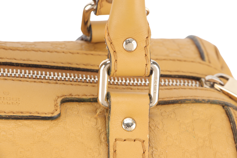GUCCI MICROGUCCISSIMA JOY BOSTON BAG MUSTARD YELLOW LEATHER GOLD HARDWARE NO DUST COVER