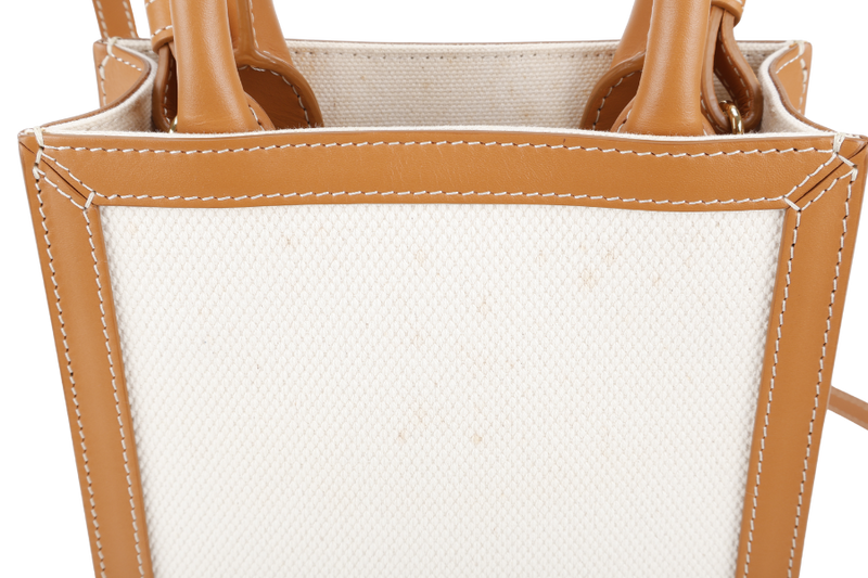 CELINE CABAS VERTICAL TOTE NATURAL TAN COLOR GOLD HARDWARE WITH STRAPS AND DUST COVER
