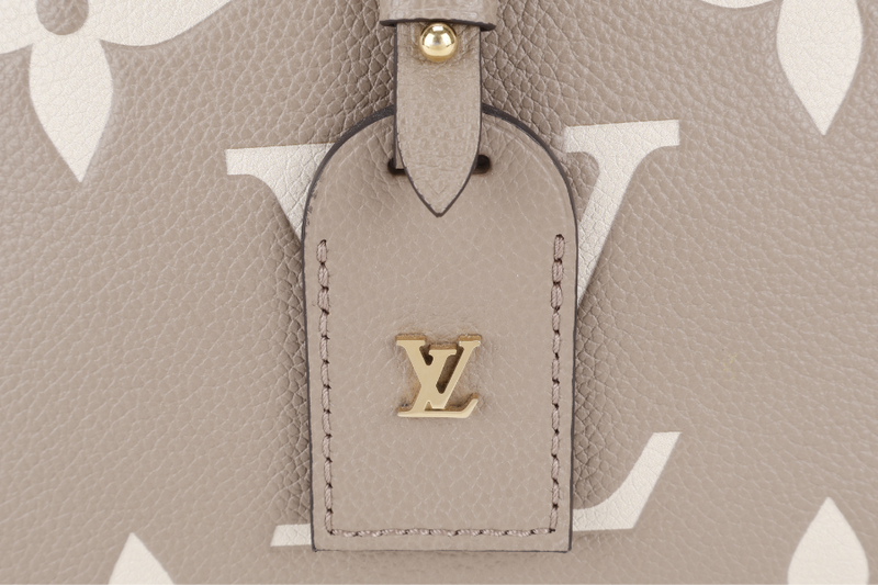 LOUIS VUITTON M46585 TRIANON PM MONOGRAM EMPREINTE TOURTERELLE LEATHER GOLD HARDWARE WITH STRAPS AND DUST COVER