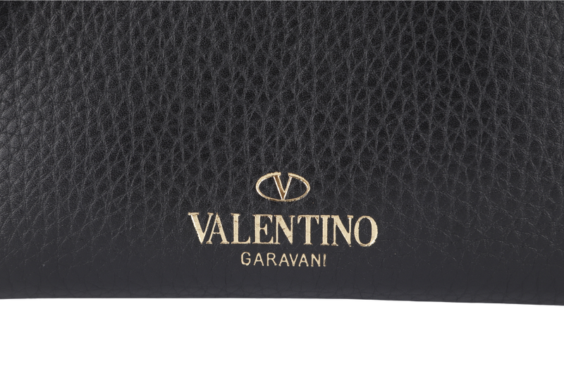 VALENTINO GARAVANI MY ROCKSTUD FRAME BAG MEDIUM BLACK CALFSKIN LEATHER GOLD HARDWARE WITH STRAP AND DUST COVER