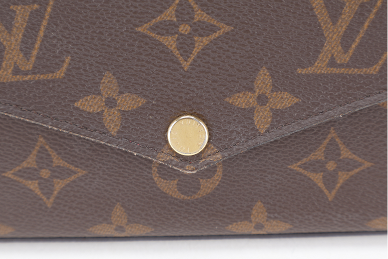 LOUIS VUITTON M81896 POCHETTE FELICIE BROWN MONOGRAM CANVAS GOLD HARDWARE WITH DUST COVER AND BOX