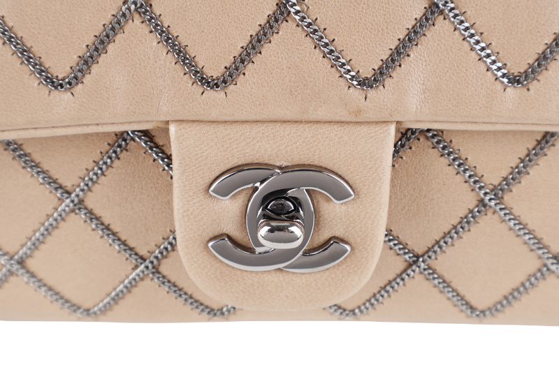CHANEL CLASSIC FLAP CHAIN QUILTED (955xxxx) SMALL BROWN CALF LEATHER SILVER HARDWARE WITH DUST COVER