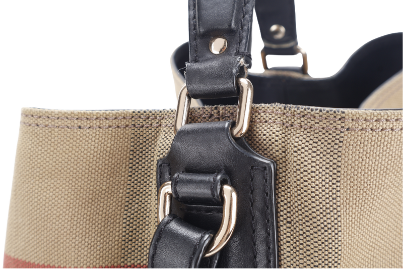 BURBERRY ASHBY MEDIUM CHECKED BUCKET CANVAS WITH DUST COVER