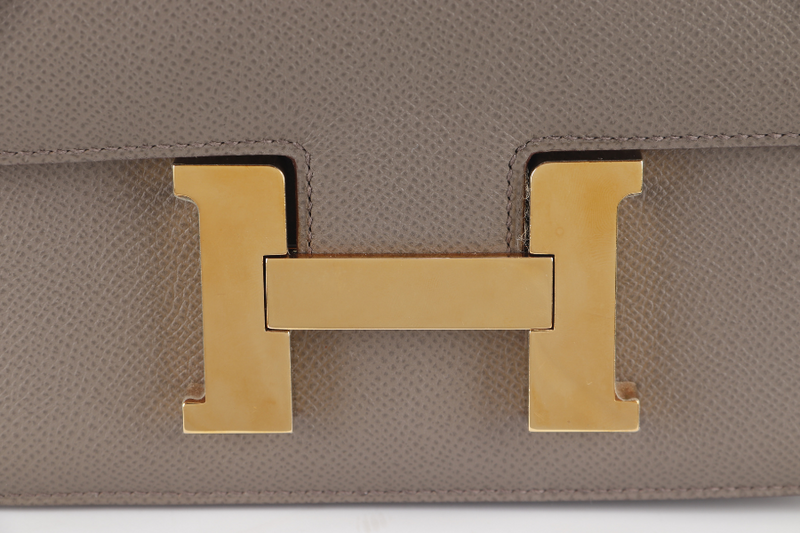 HERMES CONSTANCE 24 GRIS ETAIN EPSOM LEATHER GOLD HARDWARE STAMP D (YEAR 2019) WITH DUST COVER