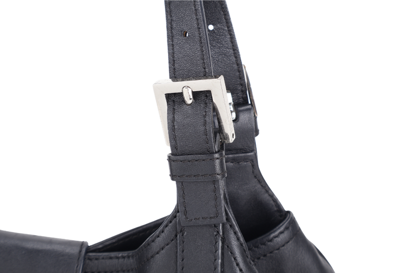 FENDI BLACK LEATHER SHOULDER BAG SILVER HARDWARE NO DUST COVER