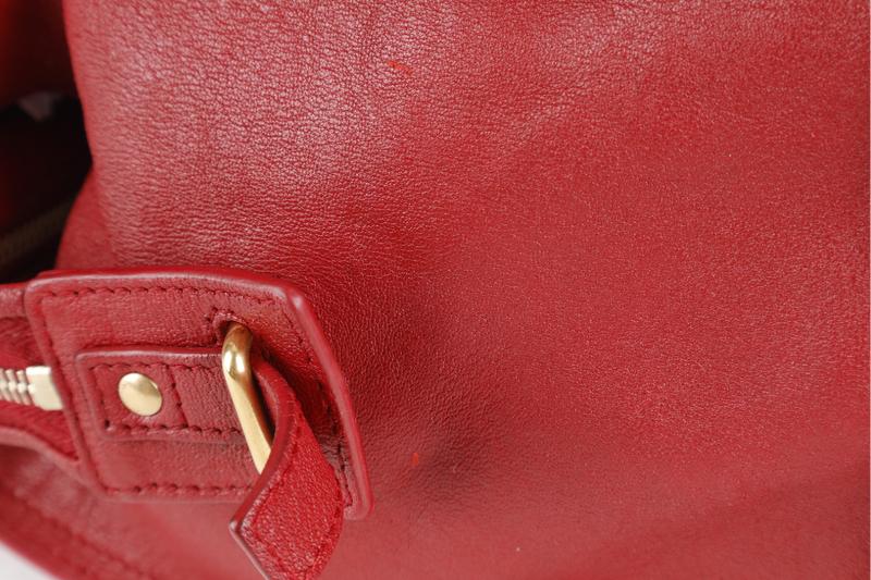 YVES SAINT LAURENT (YSL) CABAS CHYC BURGUNDY CALF LEATHER GOLD HARDWARE WITH LONG STRAPS NO DUST COVER