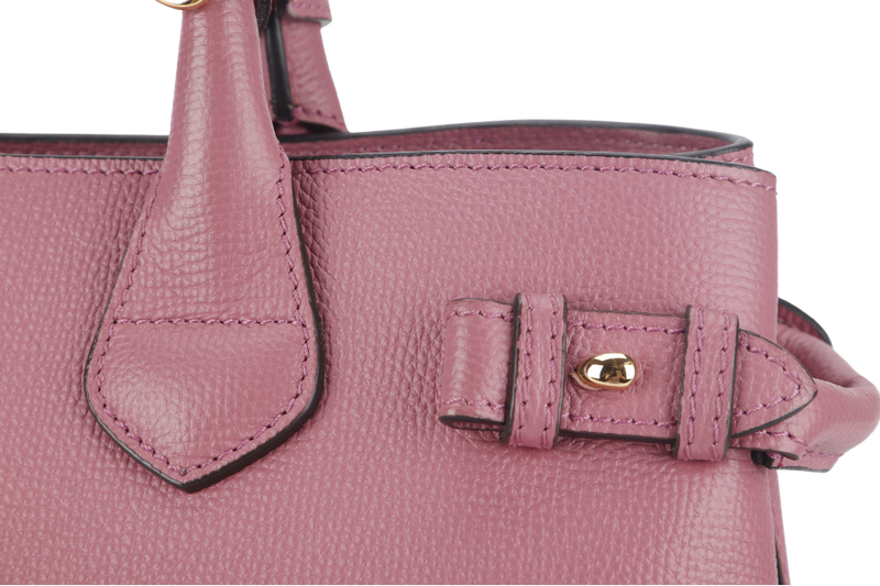 BURBERRY BANNER TOTE MEDIUM MAUVE PINK LEATHER GOLD HARDWARE WITH LEATHER STRAPS AND DUST COVER