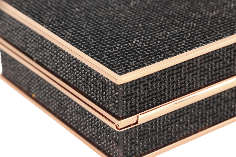 SOPHIA WEBSTER BLACK SILK BOX CLUTCH BAG WITH DUST COVER AND BOX