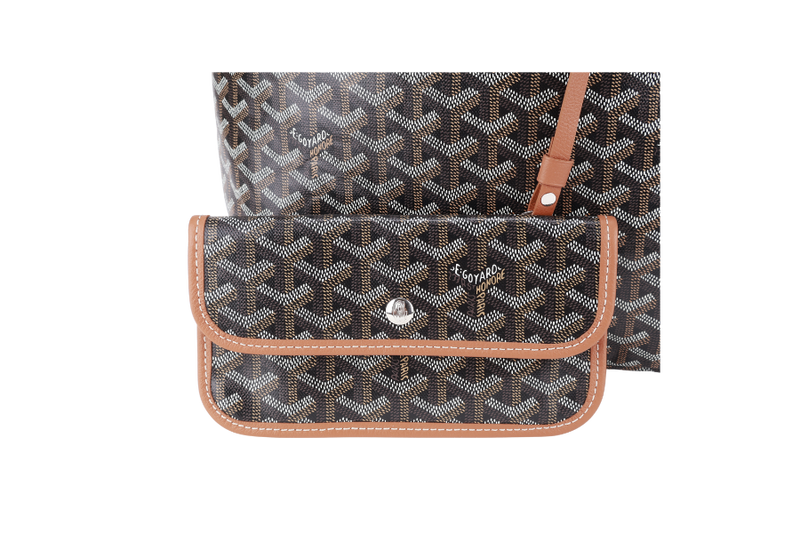 GOYARD SAINT LOUIS PM BAG BLACK AND TAN COLOR WITH DUST COVER