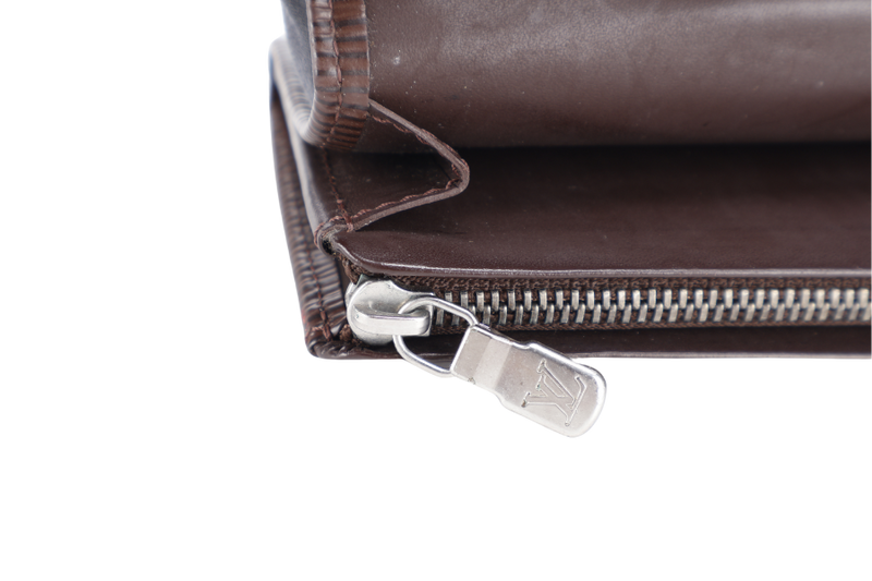 LOUIS VUITTON WALLET BROWN EPI LEATHER SILVER HARDWARE NO DUST COVER