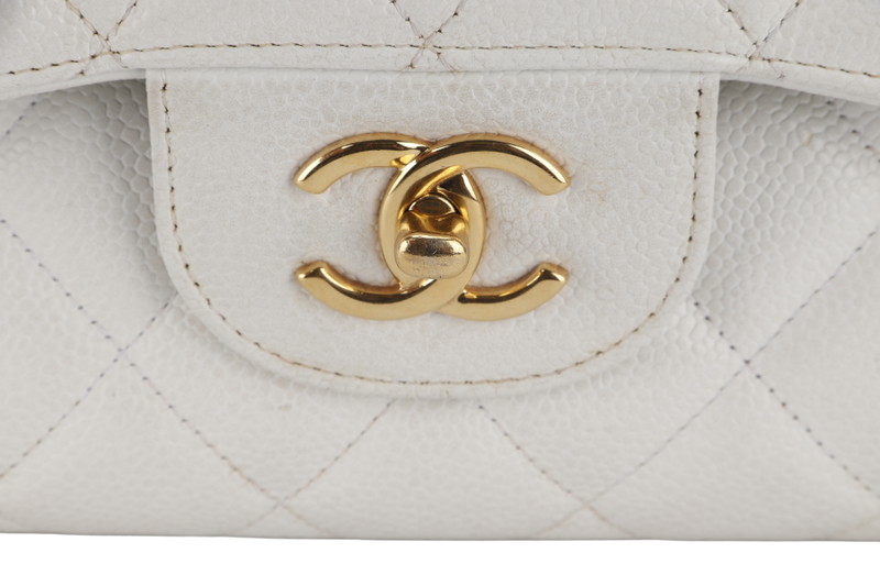 CHANEL JUMBO CLASSIC DOUBLE FLAP (1791xxxx) WHITE CAVIAR GOLD HARDWARE WITH CARD NO DUST COVER