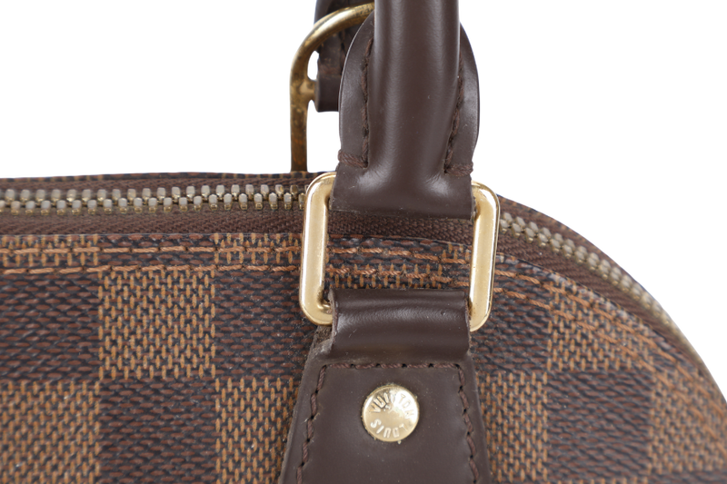 LOUIS VUITTON N40606 ALMA BB BROWN DAMIER EBENE GOLD HARDWARE WITH LONG STRAPS, PADLOCK AND KEYS