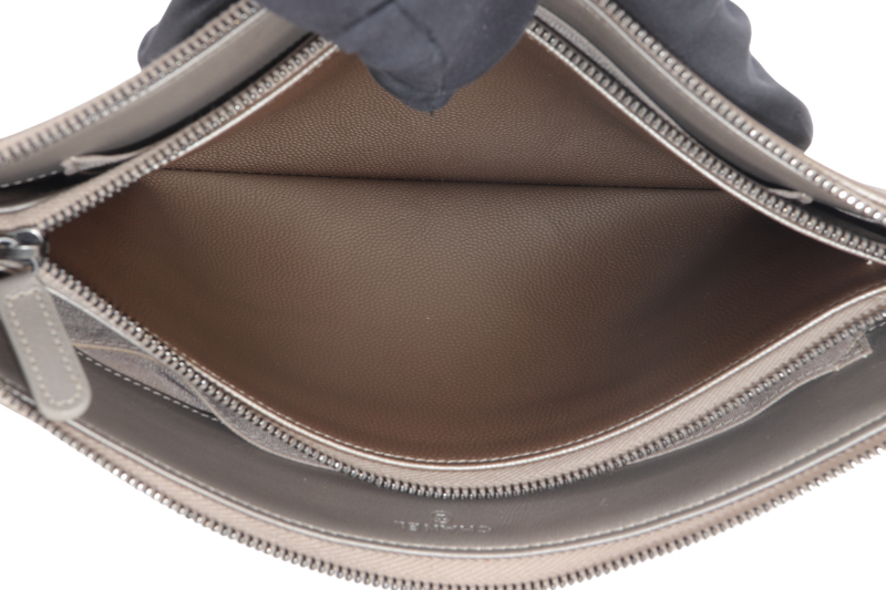 CHANEL METALLIC BRONZE CAVIAR ZIPPY CLUTCH (2481xxxx) RUTHENIUM HARDWARE NO CARD WITH DUST COVER