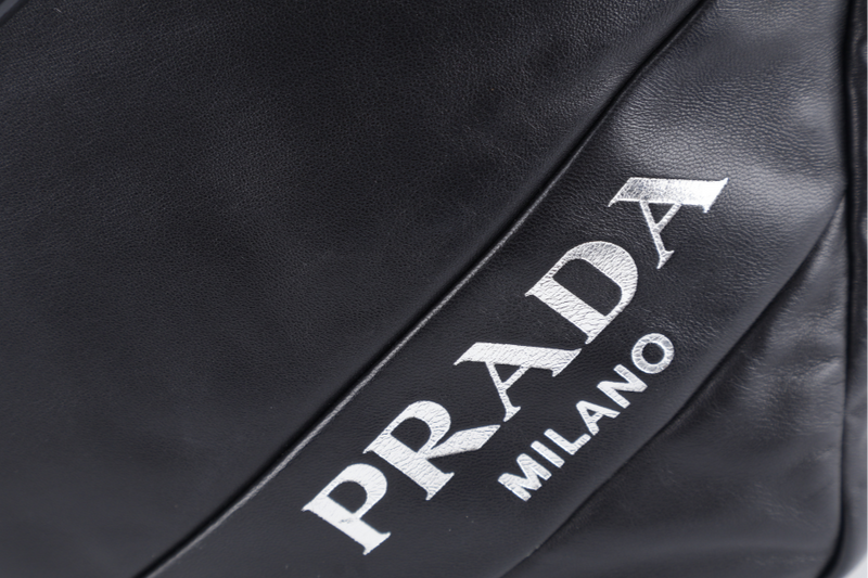 PRADA TOTE BAG (1BG223) NERO BLACK SHOULDER NAPPA SOFT LEATHER SILVER HARDWARE WITH DUST COVER