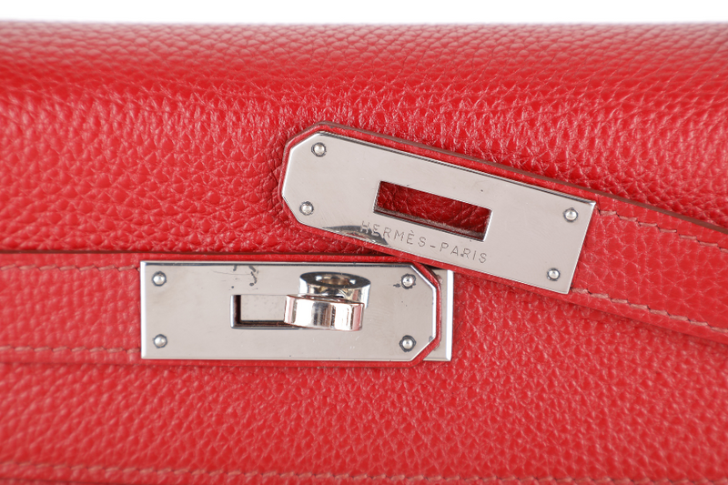 HERMES KELLY 28 RETOURNE ROUGE GRENAT TOGO LEATHER PHW STAMP M SQUARE (2009) NO DUST COVER
