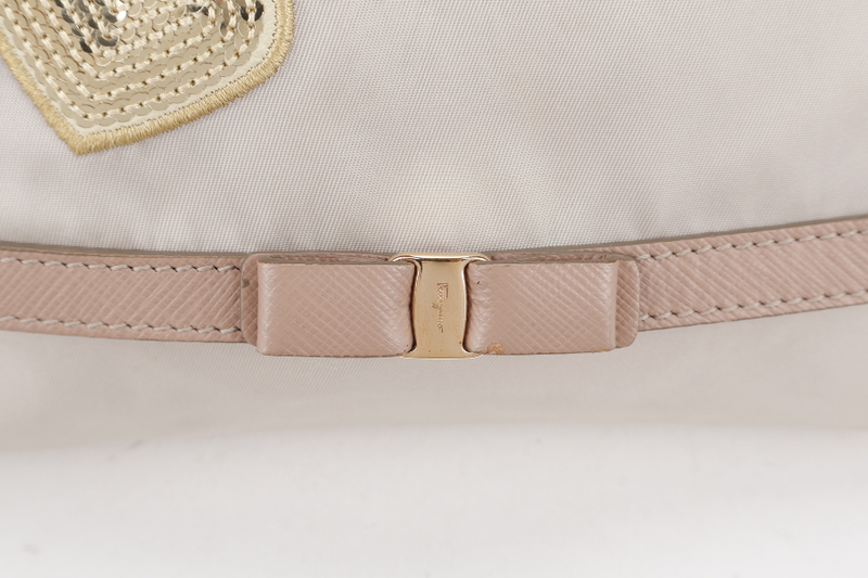 SALVATORE FERRAGAMO PINK CANVAS LEATHER CROSSBODY BAG GOLD HARDWARE NO DUST COVER