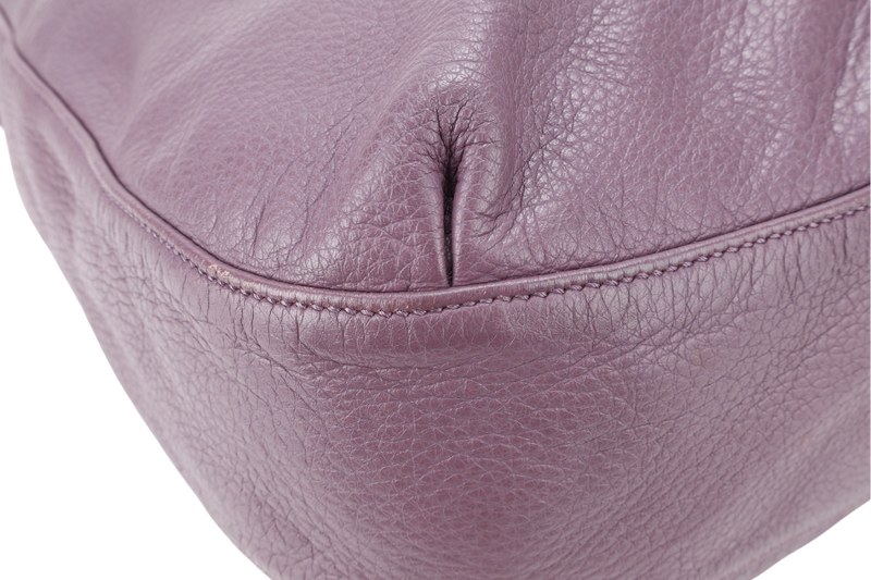 GUCCI G WAVE LEATHER HOBO PURPLE CALF LEATHER SILVER HARDWARE WITH DUST COVER AND STRAPS