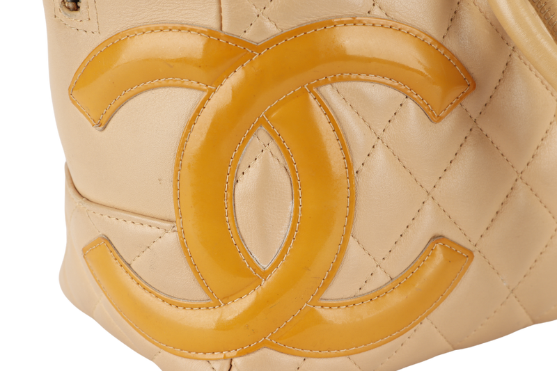 CHANEL VINTAGE CAMBON BOWLER BAG (1023xxxx) BEIGE LAMBSKIN WITH DUST COVER AND BOX