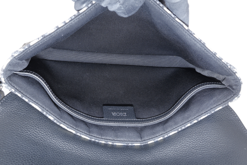 CHRISTIAN DIOR SADDLE A5 POUCH OBLIQUE JACQUARD WITH BLACK LEATHER WITH DUST COVER