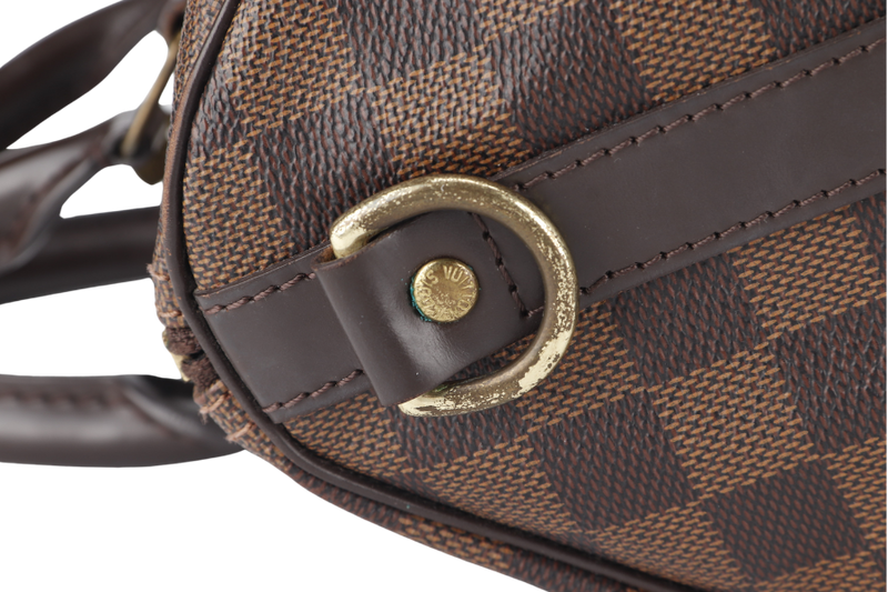 LOUIS VUITTON SPEEDY BANDOULIERE 30 DAMIER EBENE CANVAS GOLD HARDWARE WITH STRAPS AND DUST COVER