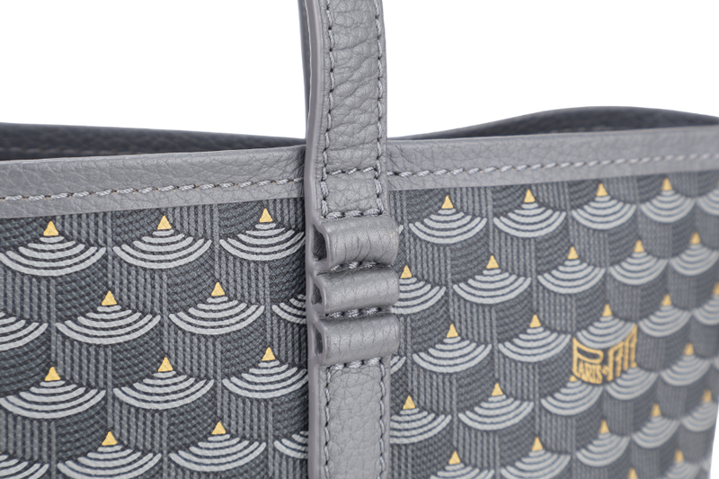 FAURE LE PAGE DAILY BATTLE TOTE GREY CANVAS SILVER HARDWARE 1905 WITH BAG ORGANISER