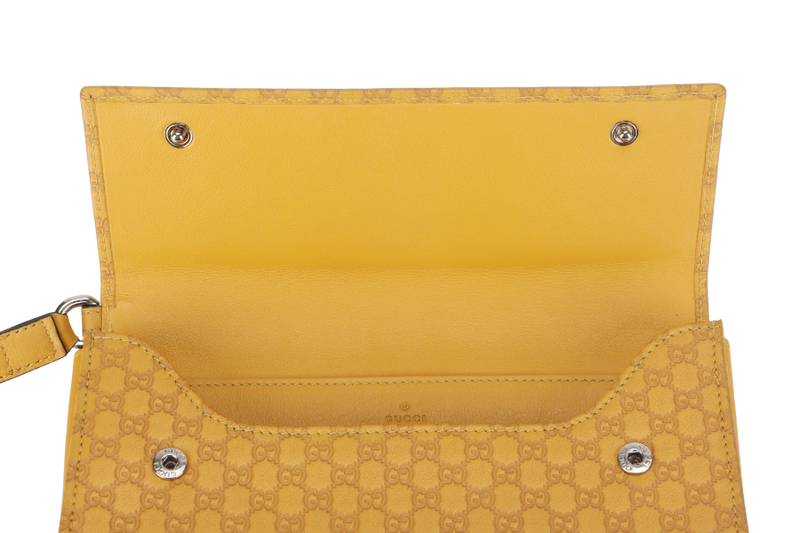 GUCCI GUCCISSIMA TRAVEL CASE (309651) MUSTARD YELLOW AND ORANGE INSERT CALFSKIN LEATHER SILVER HARDWARE WITH BOX