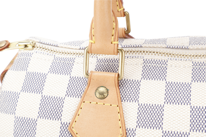 LOUIS VUITTON N41534 SPEEDY 25 DAMIER AZUR CANVAS GOLD HARDWARE WITH KEYS AND LOCK