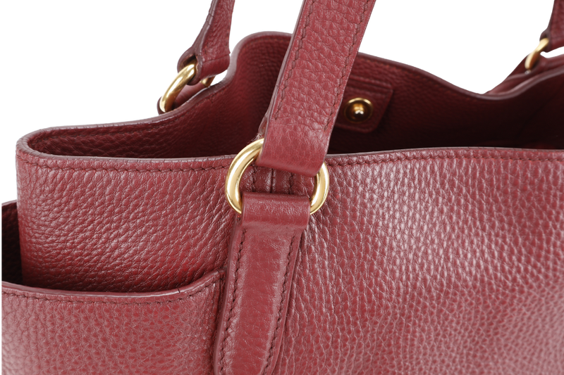 PRADA PINK VITELLO DAINO LEATHER SIDE POCKET TOTE BAG GOLD HARDWARE NO DUST COVER
