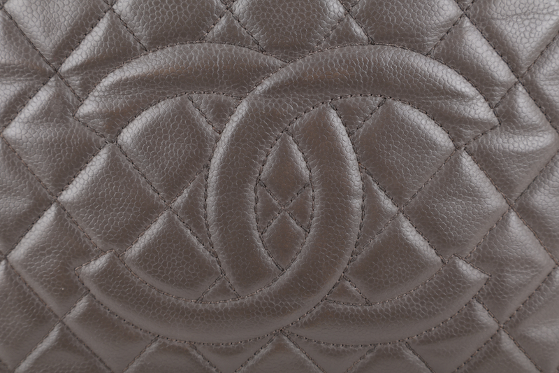 CHANEL GRAND SHOPPING TOTE (1503xxxx) GREY CAVIAR LEATHER SILVER HARDWARE WITH CARD NO DUST COVER