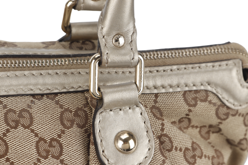 GUCCI SUKEY GG (247902) BEIGE CANVAS 2-WAY BAG SILVER HARDWARE WITH STRAP AND DUST COVER