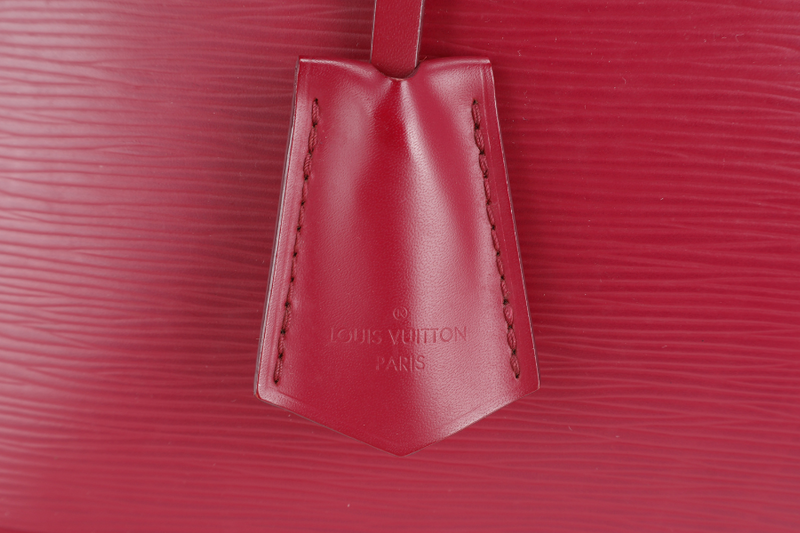 LOUIS VUITTON ALMA GM BURGUNDY EPI LEATHER SILVER HARDWARE WITH DUST COVER